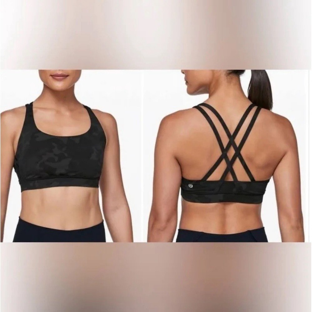 Lululemon Energy Bra Incognito Camo Multi Black Grey Womens Size 6 Sports Bra